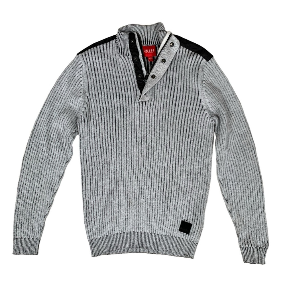 Men’s Guess Gray Zip-Up Ribbed Sweater size small - Picture 12 of 12